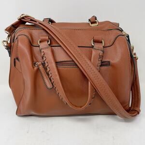 Brown Top Handle Satchel Shoulder Bag Purse Faux Leather